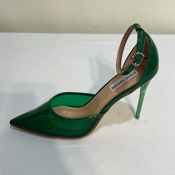 STEVE MADDEN ALESSI POINTED 4” HEELS ANKLE STRAPPED GREEN Sz 9 - Picture 5 of 11